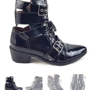 Sleek Black Ankle Boots with Buckle Detail